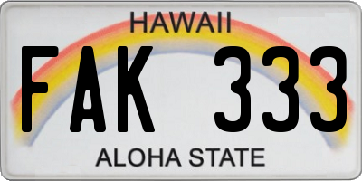 HI license plate FAK333