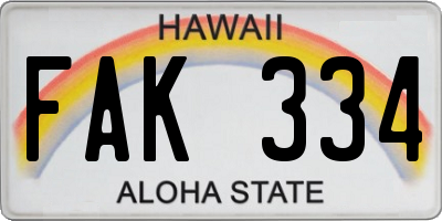 HI license plate FAK334