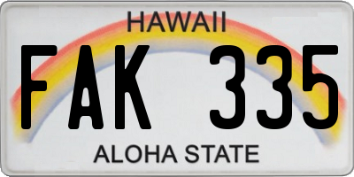 HI license plate FAK335