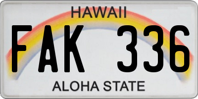 HI license plate FAK336