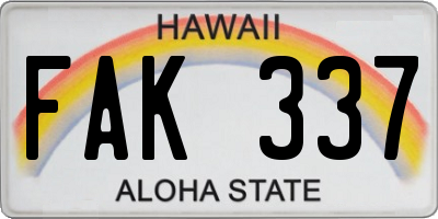 HI license plate FAK337