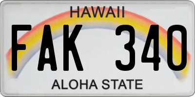 HI license plate FAK340