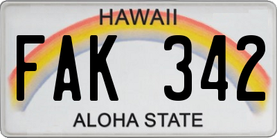 HI license plate FAK342