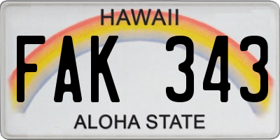 HI license plate FAK343