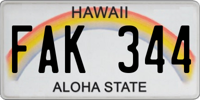 HI license plate FAK344