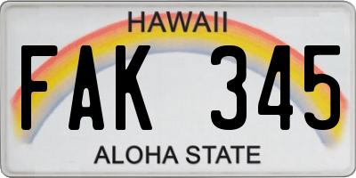 HI license plate FAK345