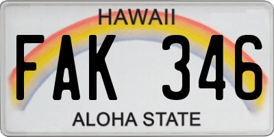 HI license plate FAK346
