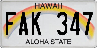 HI license plate FAK347