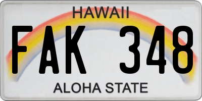 HI license plate FAK348