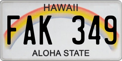 HI license plate FAK349