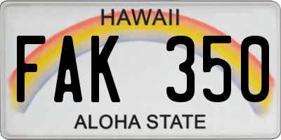 HI license plate FAK350