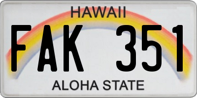HI license plate FAK351
