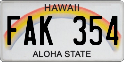 HI license plate FAK354