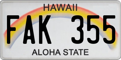HI license plate FAK355