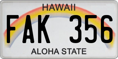 HI license plate FAK356