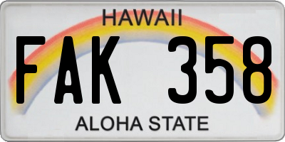 HI license plate FAK358