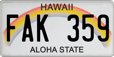HI license plate FAK359