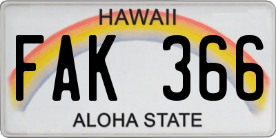 HI license plate FAK366