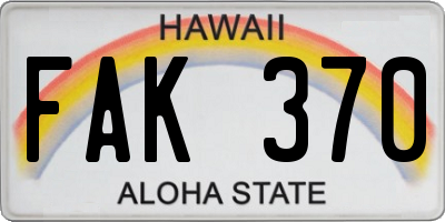 HI license plate FAK370