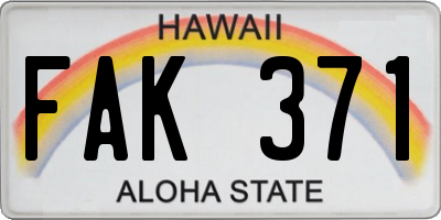 HI license plate FAK371