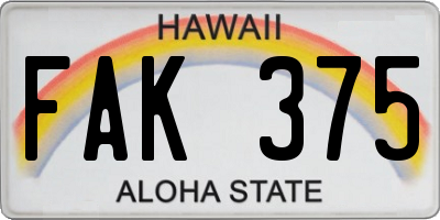 HI license plate FAK375