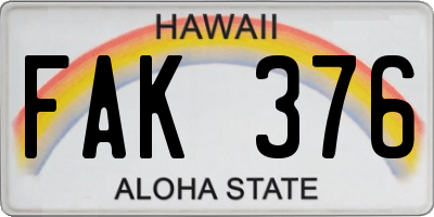 HI license plate FAK376