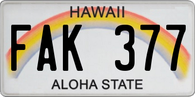 HI license plate FAK377