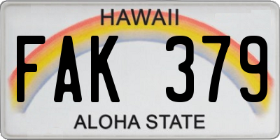 HI license plate FAK379