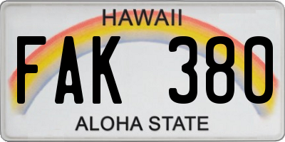 HI license plate FAK380