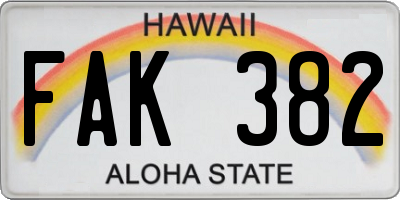 HI license plate FAK382