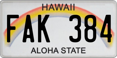 HI license plate FAK384