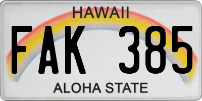 HI license plate FAK385