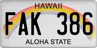 HI license plate FAK386