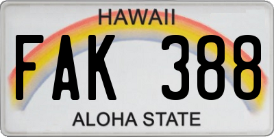 HI license plate FAK388