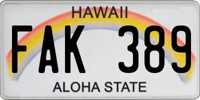 HI license plate FAK389