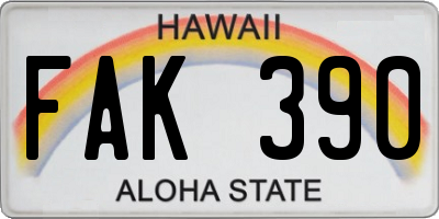 HI license plate FAK390