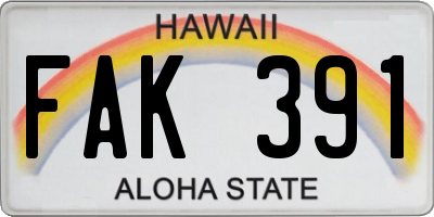 HI license plate FAK391