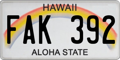 HI license plate FAK392