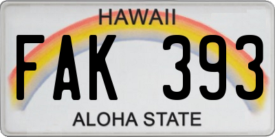 HI license plate FAK393
