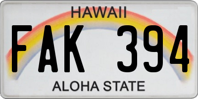 HI license plate FAK394