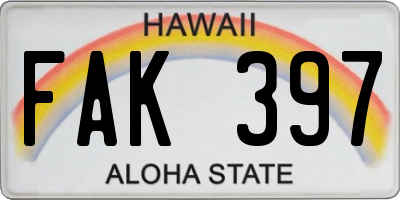 HI license plate FAK397