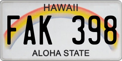 HI license plate FAK398