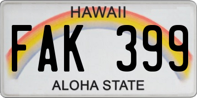 HI license plate FAK399