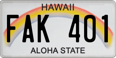 HI license plate FAK401