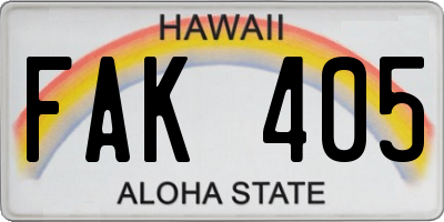 HI license plate FAK405