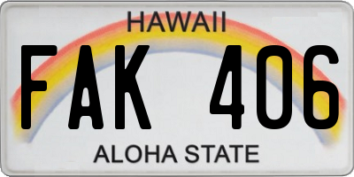 HI license plate FAK406