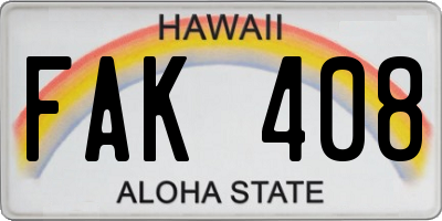 HI license plate FAK408