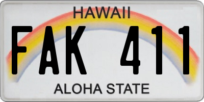 HI license plate FAK411