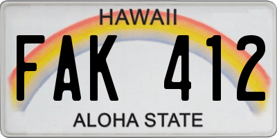 HI license plate FAK412