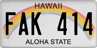 HI license plate FAK414